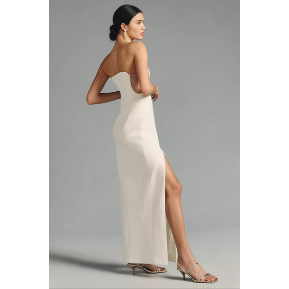 NWT MISHA Strapless Cutout Ivory Slit Dress - Large - Picture 4 of 7